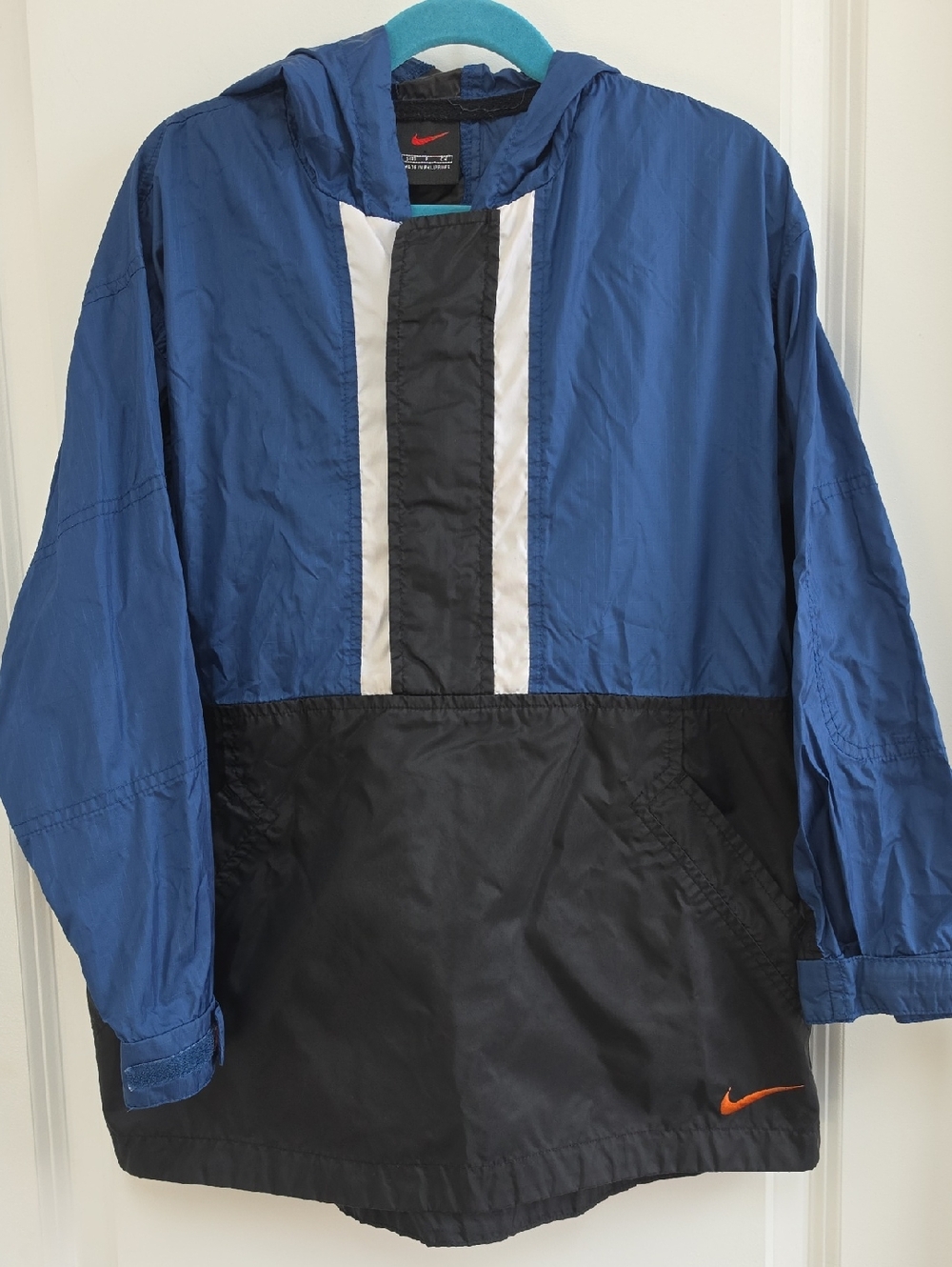 Nike Kids Blue and Black Hooded Raincoat Windbreaker